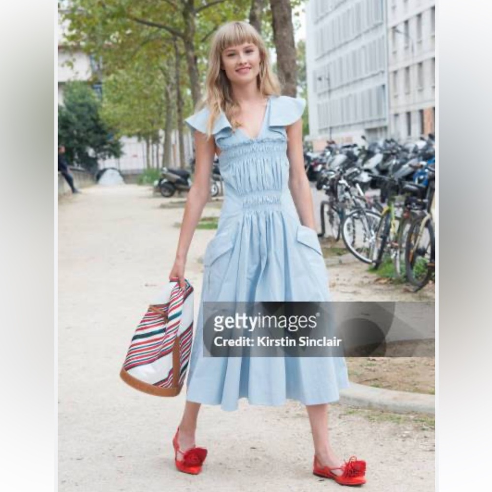 Carven Blue White Gingham Rope Midi Dress Size 34/ US 2